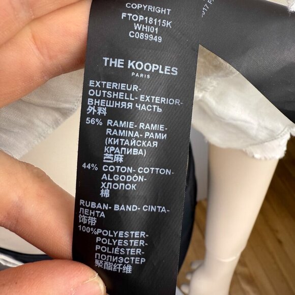 THE KOOPLES Feminine Embroidered Whiteโ Ruffled Crop Sheer Blouse Frilled Top S - Picture 12 of 14